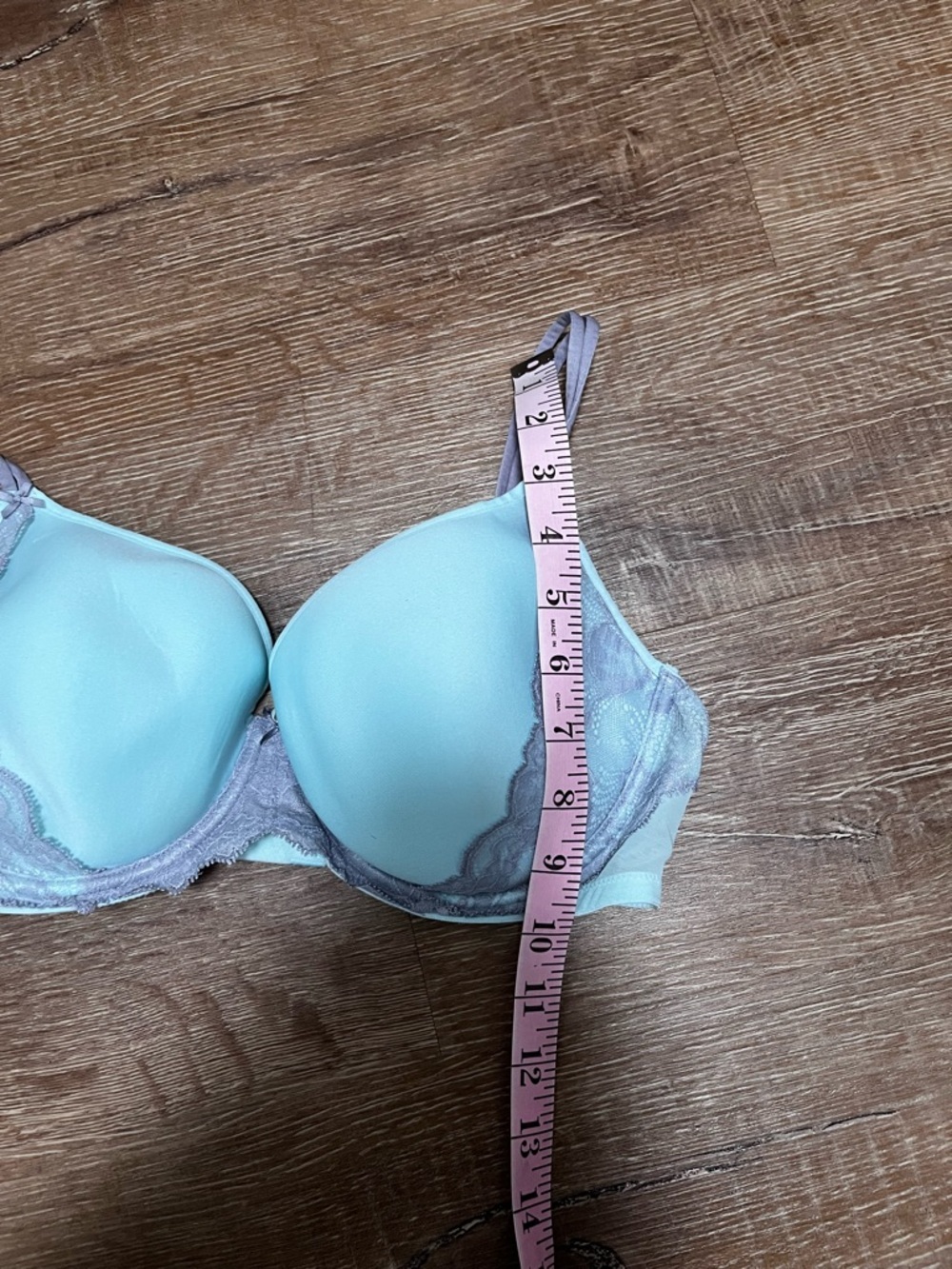 Victoria’s Secret Light Blue Lace Trim T-Shirt Bra Size 36D - Picture 8 of 9